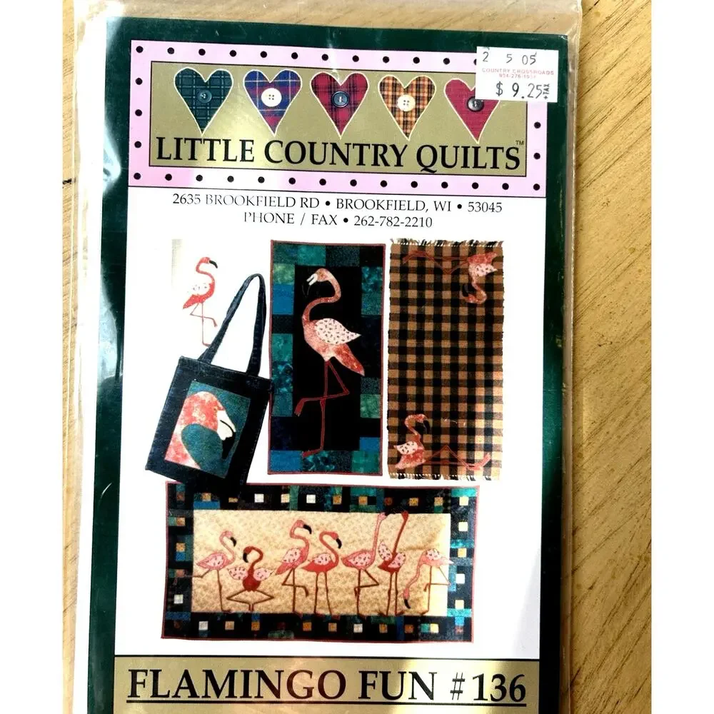 Little Country Quilts Pattern & Fabric FLAMINGO FUN #136 NEW Quilting Birds Pink